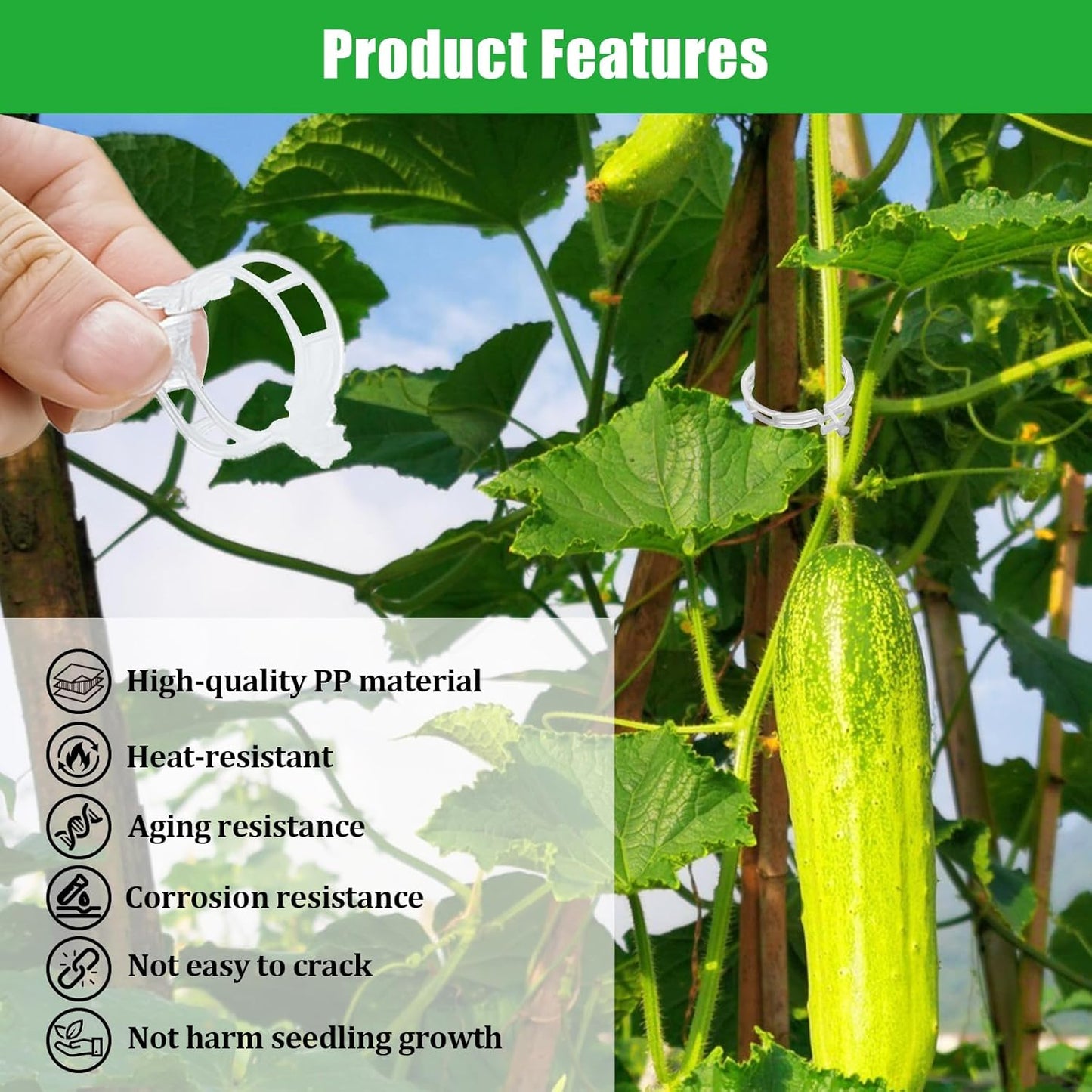 300 PCS White Plant Fixing Clips,Plant Support Clips, Tomato Clips, Plastic Trellis Clips,Garden Clip for Fixing Stem and Vine-VerdiqueGarden