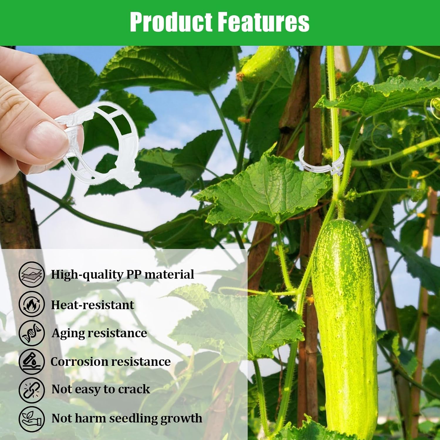 300 PCS White Plant Fixing Clips,Plant Support Clips, Tomato Clips, Plastic Trellis Clips,Garden Clip for Fixing Stem and Vine-VerdiqueGarden