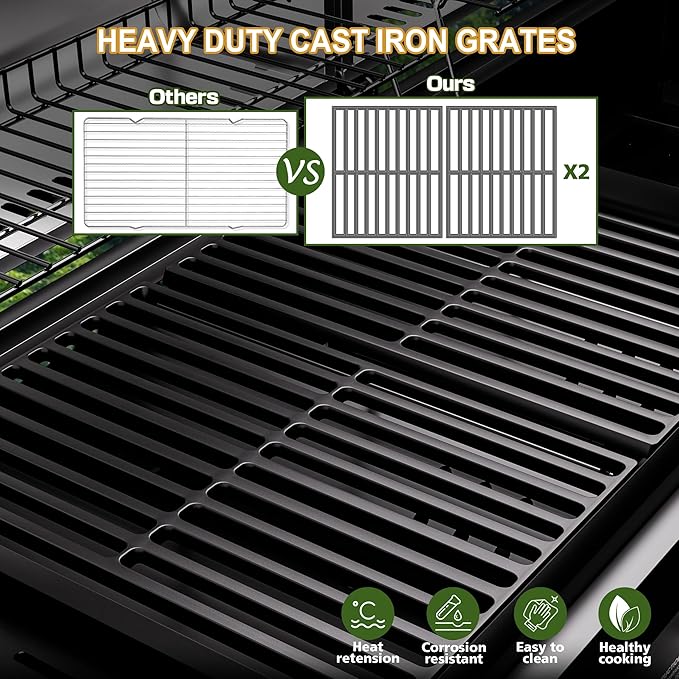 Brand-Man Propane Gas and Charcoal Grill Combo, Dual Fuel BBQ Combo Grill with Stainless Steel Dual Lids & 2 Side Shelves for Outdoor Kitchen & Backyard Barbecue Cooking-VerdiqueGarden