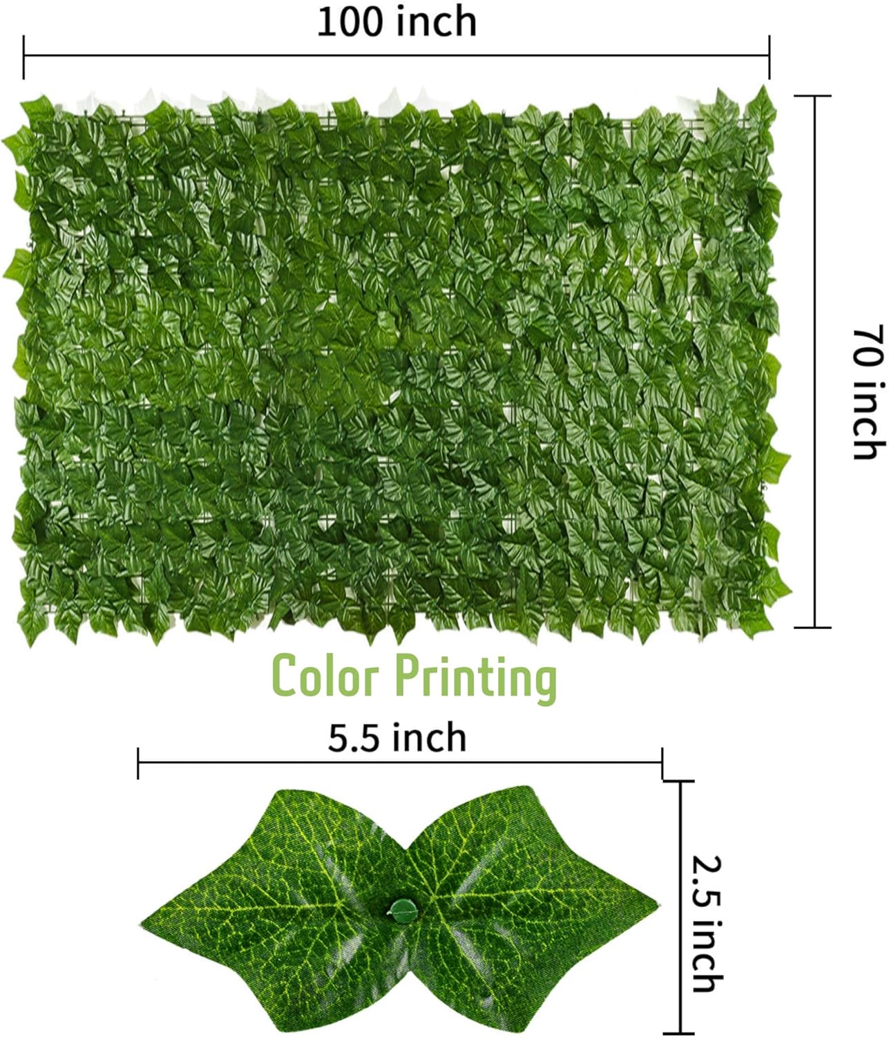 Jinwu Artificial Ivy Privacy Fence Screen (2 Rolls, Total 69x98.4 inch), Expandable Faux Privacy Fence with 79 pcs Zip Ties, Decoration for Outdoor Garden, Printed Sweet Potato Leaf-VerdiqueGarden