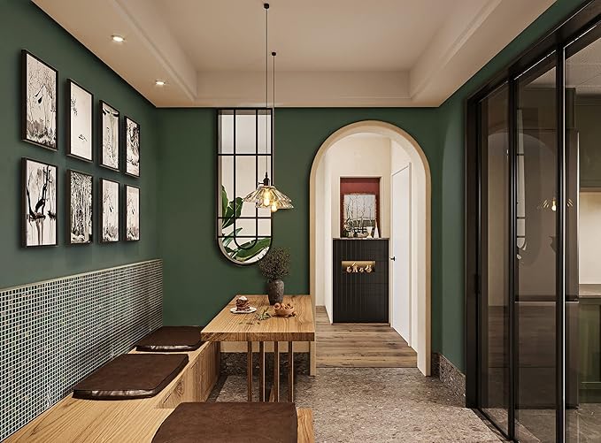 Dimoon 236''x23.6'' Green Peel and Stick Wallpaper Contact Paper Modern Self Adhesive Wall Paper Removable Renter Friendly Textured Solid Color Shelf Cabinet Vinyl Roll (236''x23.6'',Dark Green)-VerdiqueGarden