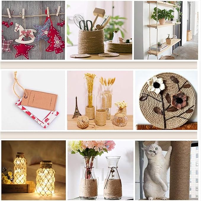 Natural Jute Twine,328 Feet 1/4 inch Hemp Twine Rope for Gift Wrapping Craft Plant Garden Christmas Handmade Arts Decoration Packing String Home Decor-VerdiqueGarden