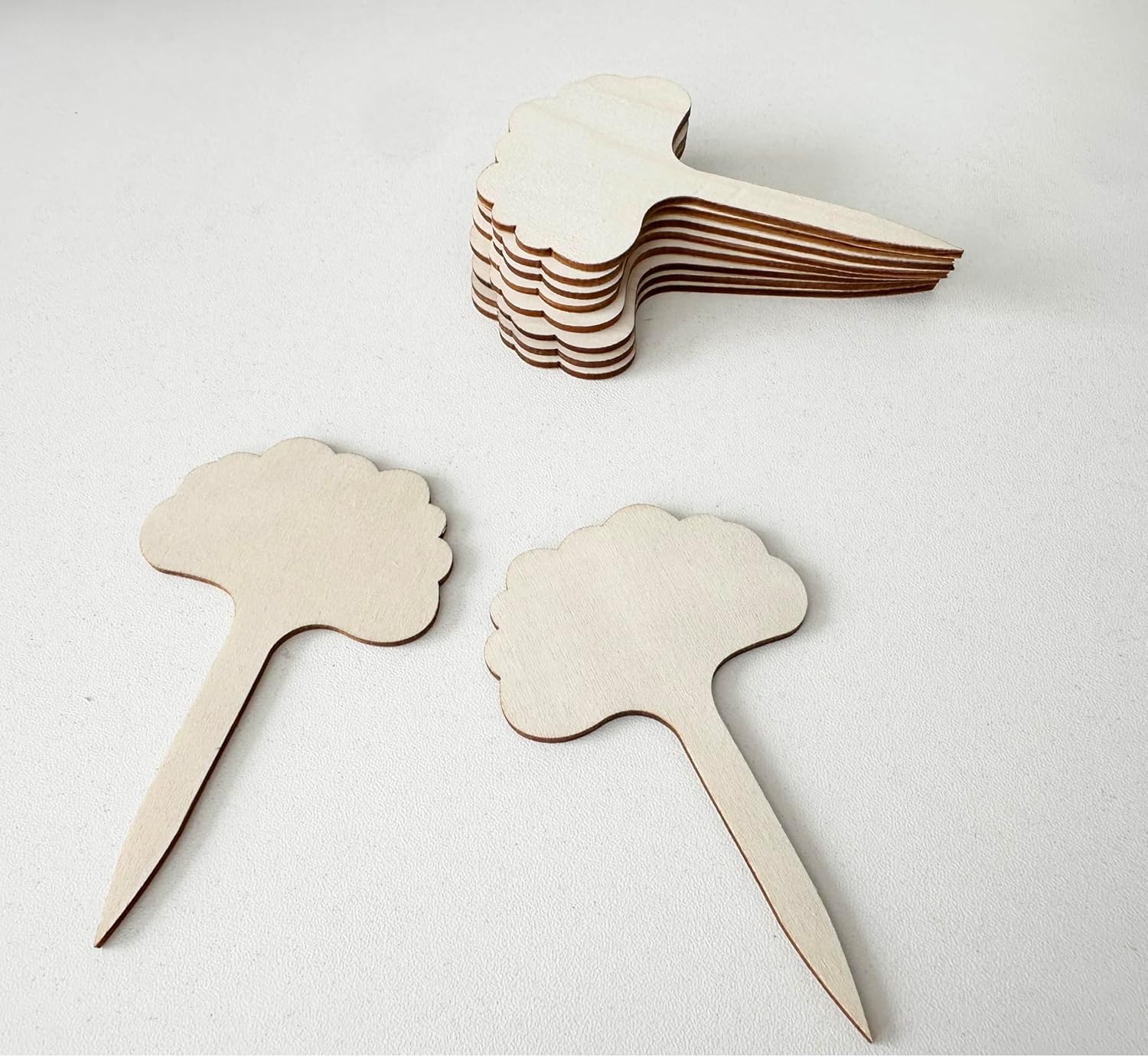 100 Pcs Wood Plant Labels, Natural Wooden Plant Marker Garden Sign Tags, T-Type Garden Markers for Succulents, Herbs, Seedlings, Potted, Flowers, Vegetables (Cloud)-VerdiqueGarden