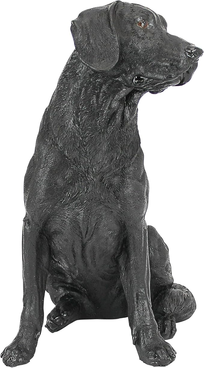 Design Toscano Labrador Retriever Dog Indoor/Outdoor Garden Statue, 9 Inch Wide, 15 Inch Tall, Cast Stone Resin, Black Painted Finish-VerdiqueGarden