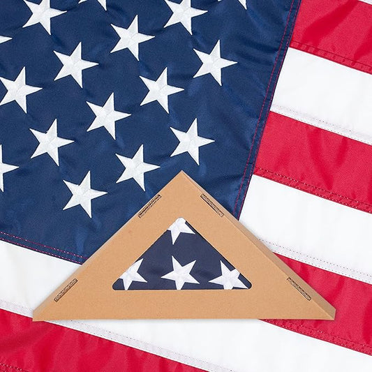Homissor Folded 3x5 American Flag 420D Nylon Heavy Duty Outdoor Triangle Box Package USA US Flags Embroidered Stars Long Lasting for All Weather High Winds-VerdiqueGarden