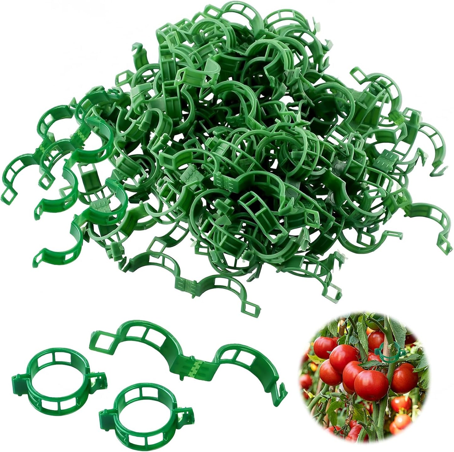 300 PCS Green Plant Fixing Clips,Plant Support Clips, Tomato Clips, Plastic Trellis Clips,Garden Clip for Fixing Stem and Vine-VerdiqueGarden