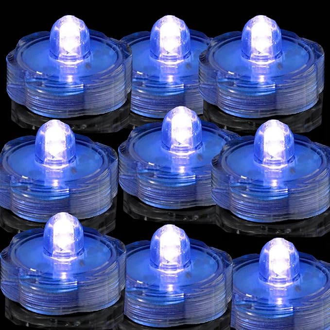 Bright LED Floral Tea Light Vase Submersible Lights for Party Wedding (Blue, 30 Pack)-VerdiqueGarden
