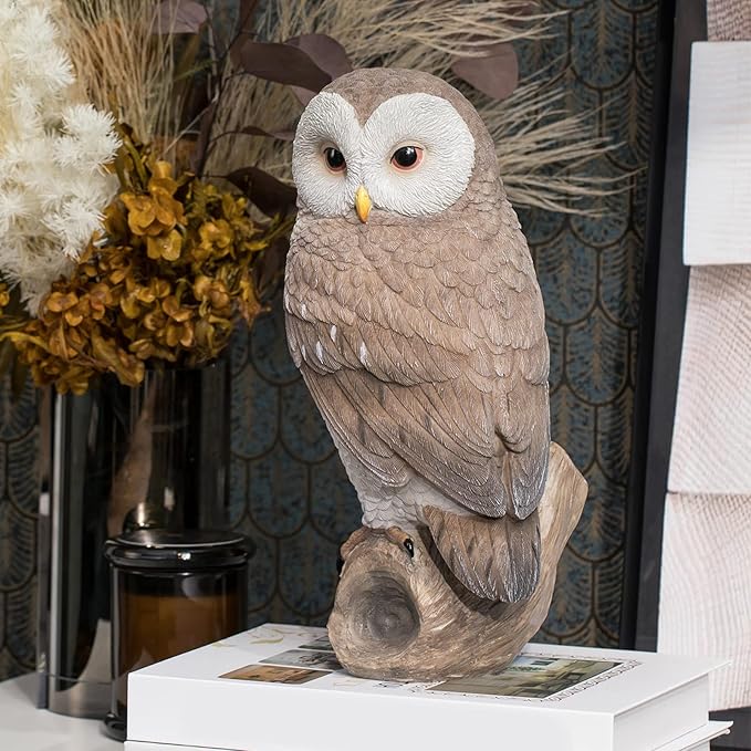 Owl Outdoor Statues Garden Yard - Decoration Home Decor Indoor Desk Tabletop Collectible Figurines Ancient Retro Collection 11" x4.5" x5 Inch-VerdiqueGarden