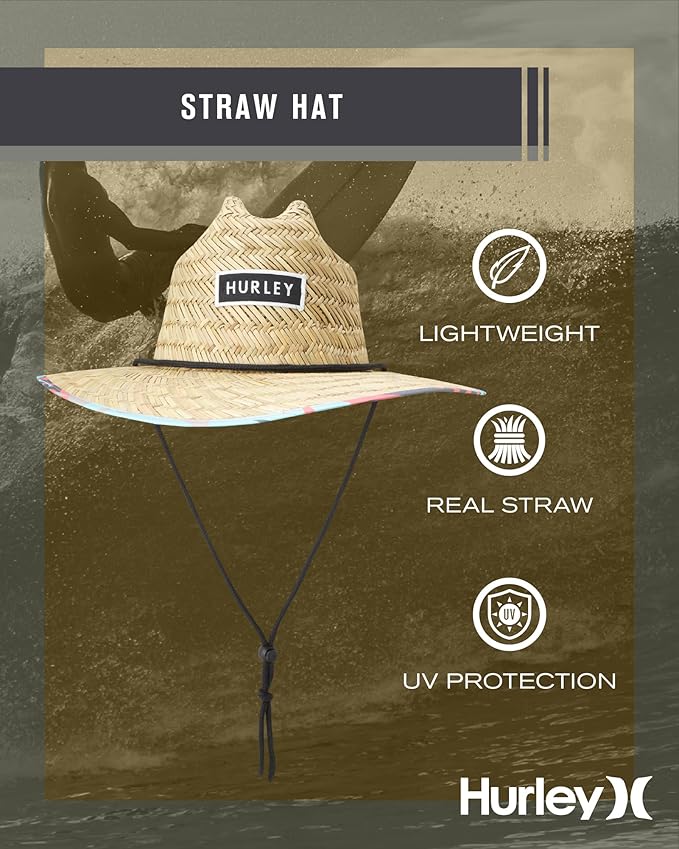 Hurley Men's Straw Hat - Bayside Lifeguard Straw Sun Hat-VerdiqueGarden