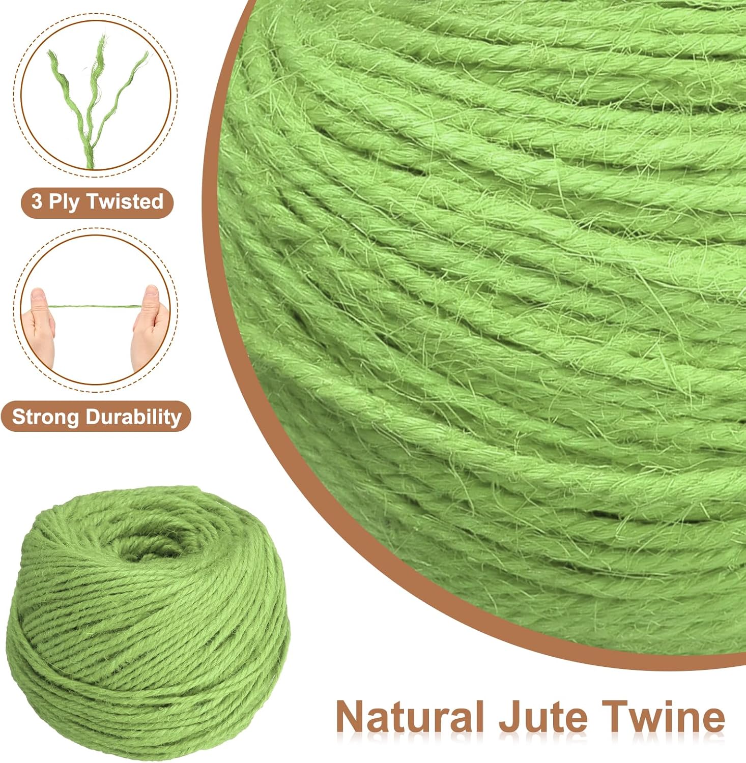 uxcell 328 Feet Natural Jute Twine String,3mm Thin Garden Twine Rope Colored Plant String Cord for DIY Art Crafts Gift Wrapping Decoration Packing Gardening Plant Hanger,Light Green-VerdiqueGarden