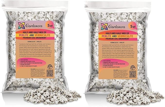 Perlite and Vermiculite Mix for Cactus, Succulent, and Bonsai Trees - 10 Quart - Promote Healthy Growth and Drainage (2 Bags of 5 Quart)-VerdiqueGarden