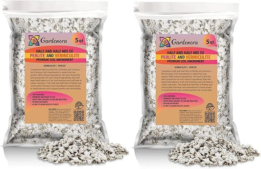 Perlite and Vermiculite Mix for Cactus, Succulent, and Bonsai Trees - 10 Quart - Promote Healthy Growth and Drainage (2 Bags of 5 Quart)-VerdiqueGarden