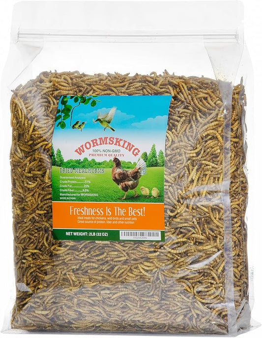 2LB Dried Mealworms for Poultry, Wild Birds,Tasty Bird Food-VerdiqueGarden