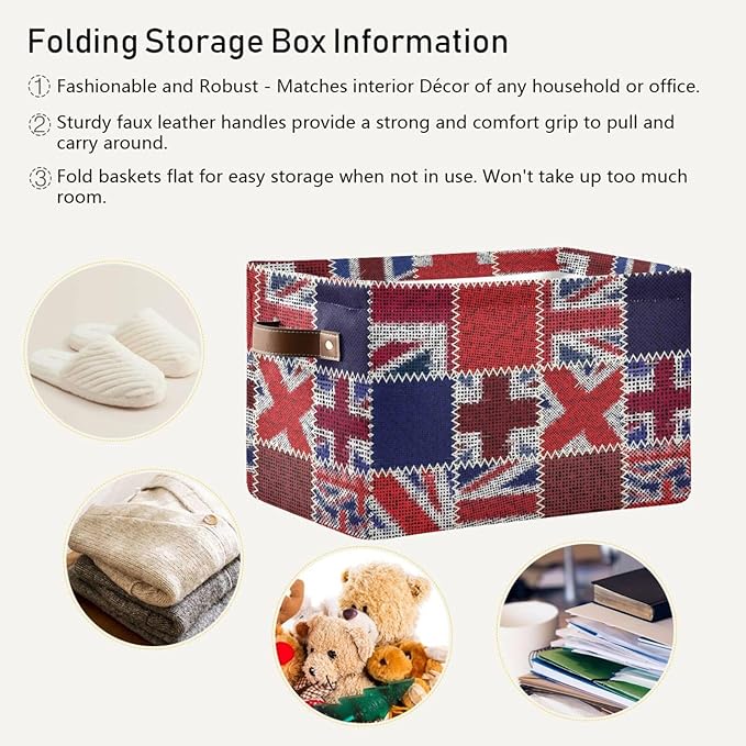 Flag Rectangular Storage Basket Organizer Bin Shelf Baskets For Clothes For Home Office Dorm-VerdiqueGarden