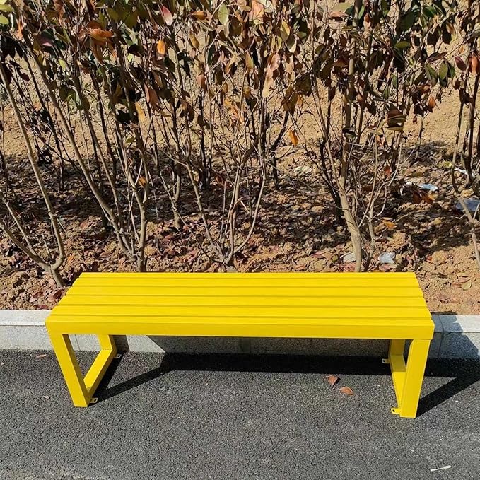 Weatherproof Metal Dining Bench, Outdoor Bench Backless Patio Bench 2-Person Farmhouse Bench Garden Bench for Kitchen, Living Room, Entryway(Yellow,5.9ft)-VerdiqueGarden