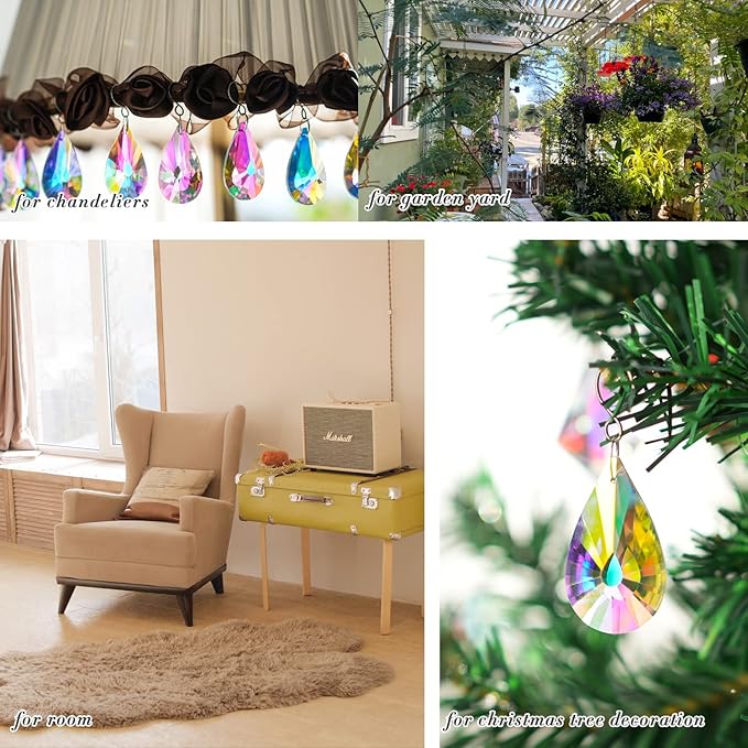 10 Pack Colorful Crystal Prisms Suncatcher,Sun Shine Catcher Rainbow Pendants,Crystals Prisms for Windows,Glass Hanging Decor for Home Garden Wedding DIY Ornament-VerdiqueGarden