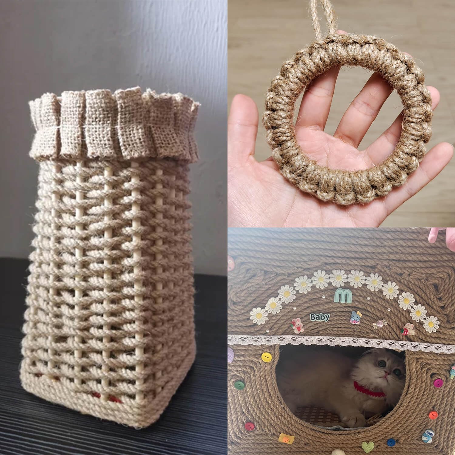 2-Pack Natural Jute Twine Rope, 4mm x 656ft Heavy Duty & Eco-Friendly - for Crafts, Gardening, Cat Scratching Post, Bundling & Hanging, 328Feet/Roll-VerdiqueGarden