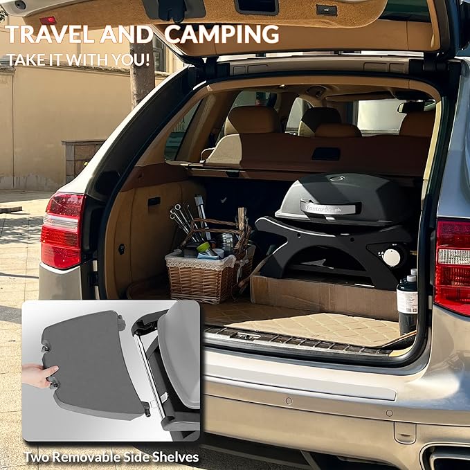 MASTER COOK Propane Gas Grill, Portable Tabletop Barbecue Grill with Cart for Patio, Camping, Travel-VerdiqueGarden