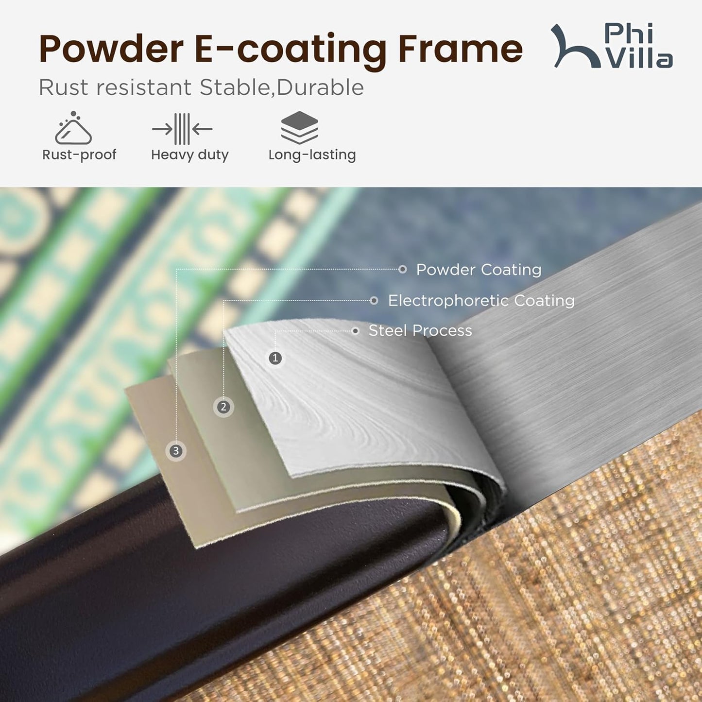 PHI VILLA Outdoor Bar Stools Set of 4, Swivel Patio Bar Stools & Chairs with 30" Seat Height & Brown Textilene Backrest, Tall Outdoor Chairs Bar Funiture for Outside, Porch and Yard-VerdiqueGarden