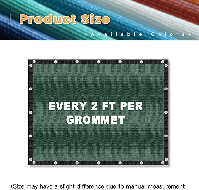 VICLLAX Shade Fabric Sun Shade Cloth with Every 2 FT Grommets for Patio Garden Pergola Cover Canopy 4x16 FT, Dark Green-VerdiqueGarden