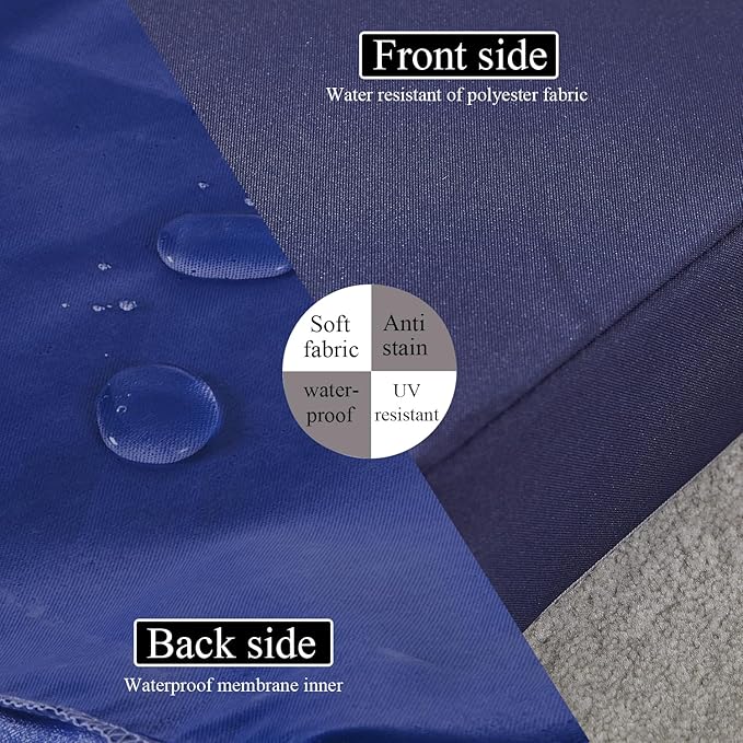 17 x 17 Inch Outdoor Seat Cushions for Patio Furniture with Non Slip and Ties Waterproof & UV Resistant Round Corner Outdoor Chair Cushions Replacement Set of 2, Navy Blue-VerdiqueGarden