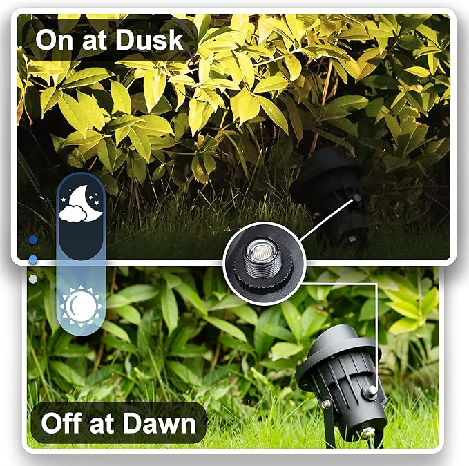 SUNVIE 20W Outdoor Landscape Spotlights 120V Waterproof Dusk to Dawn Spot Lights Outdoor 3000K LED Spotlight with Photocell Sensor Landscape Lighting for Yard Flag Tree Garden Decor 6 FT US 3-Plug in-VerdiqueGarden