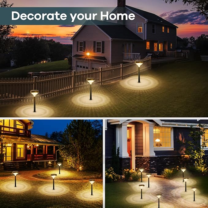 Linkind Solar Pathway Lights 8 Pack, Solar Lights Outdoor, Warm White Solar Path Lights Waterproof, Solar Lights for Walkway Yard Landscape Garden-VerdiqueGarden