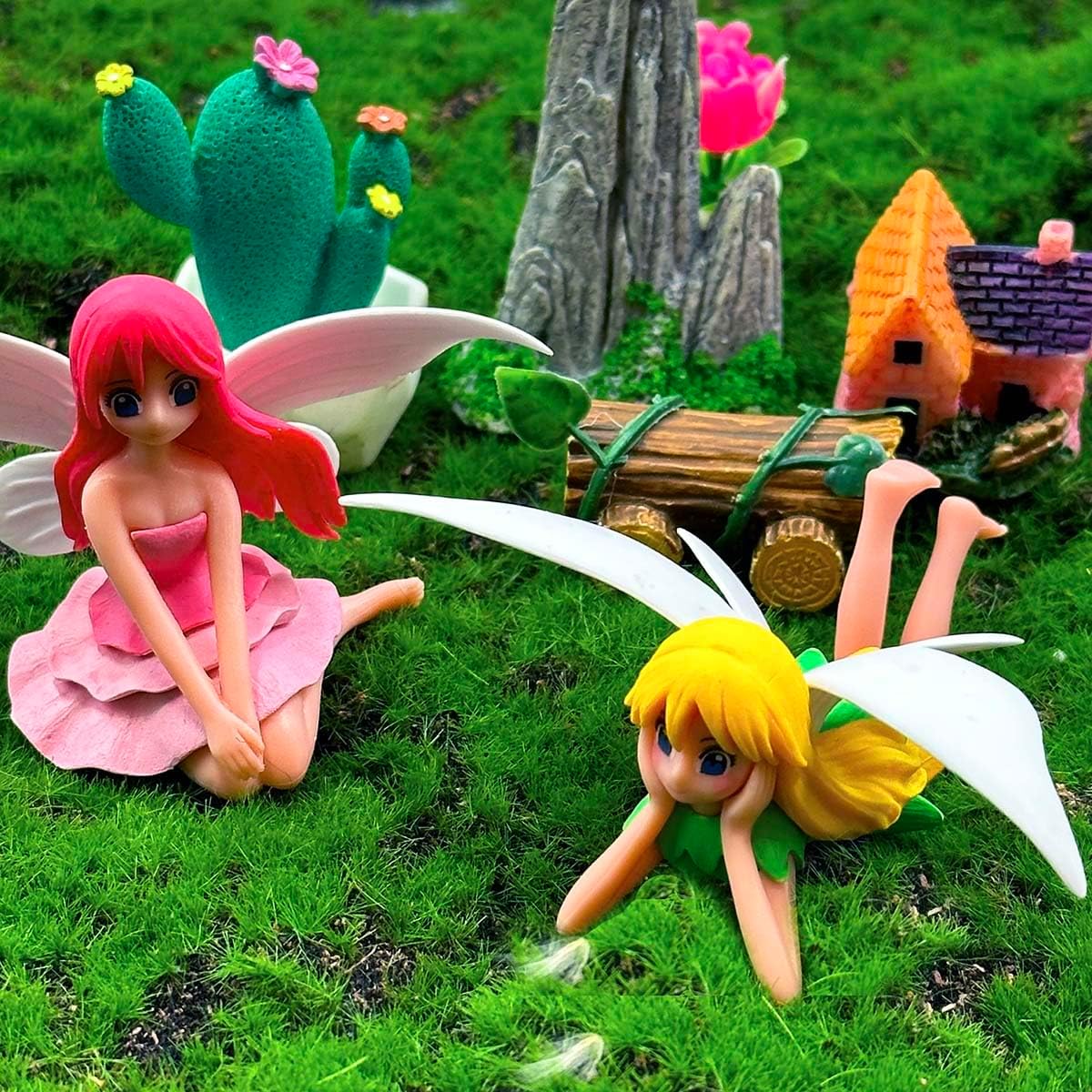 Miniature Fairy Figurines - 4Pcs Small Flower Fairies Ornaments Resin Mini Fairy Figurines Tiny Elf for DIY Fairy Garden Flower Pot Bonsai Micro Landscapes Craft Decoration Accessories (purple)-VerdiqueGarden