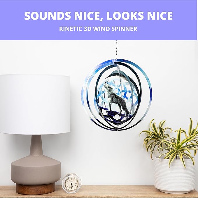 VP Home Wolf Dreamcatcher Kinetic Wind Spinner for Yard and Garden Wind Spinner Outdoor Metal Large Hanging Wolf Decor 3D Garden Art Wind Sculpture Spinners-VerdiqueGarden