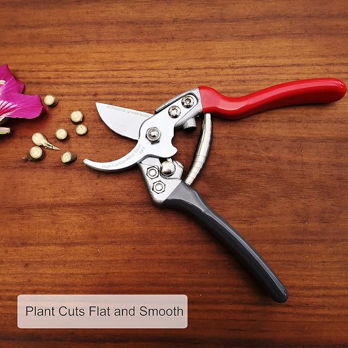 TONMA Pruning Shears [Made in Japan] Professional 7.5 Inch Premium Plant Garden Scissors Secateurs with Ergonomic Handle, Bypass Hand Pruners Branch Gardening Clippers for Plants-VerdiqueGarden