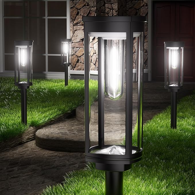 Solar Pathway Lights Outdoor Powered Waterproof 8 Pack Upgraded Solar Walkway Landscape Lighting Outside Driveway Light,Auto Dusk to Dawn On/Off for Yard Lawn Patio Decor (Cool White)-VerdiqueGarden