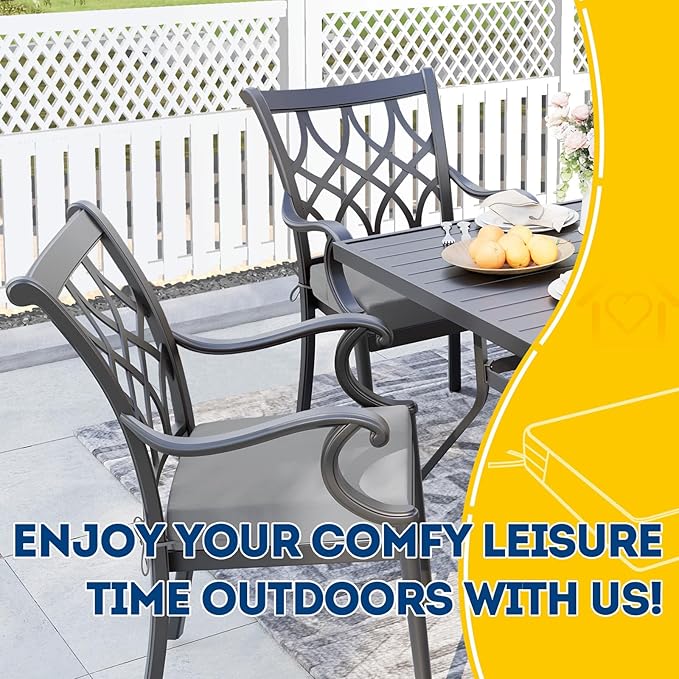 AAAAAcessories Outdoor Seat Cushions for Chairs, Waterproof, Fade-Resistant Patio Furniture Replacement Cushions, 21" x 21" x 4", Set of 2, Gray-VerdiqueGarden