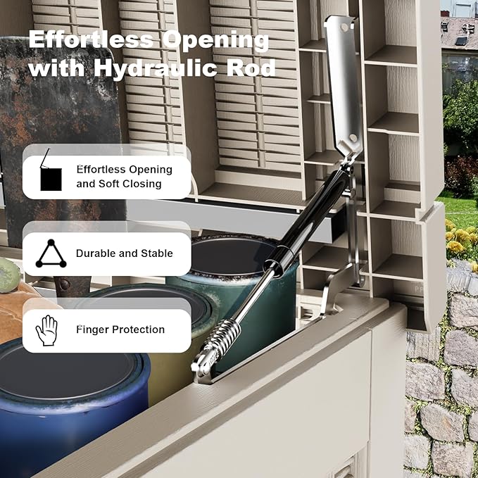 260 Gallon Outdoor Deck Box,Storage Lockable Waterproof Patio Furniture,Garden Tools,Cushions,Pool Accessories Outside Storage Resin Box(Grey)-VerdiqueGarden