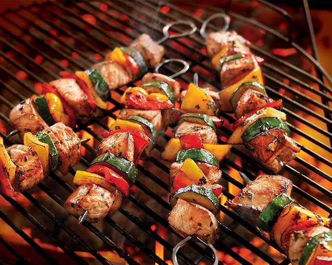 10 inch Barbecue Skewers, HONSHEN Metal BBQ Sticks,12Pack Stainless Steel Square Skewer,Kebob,kabob Sets for Grill Outings Cooking (BBQ Skewers Square 10inch-12p)-VerdiqueGarden