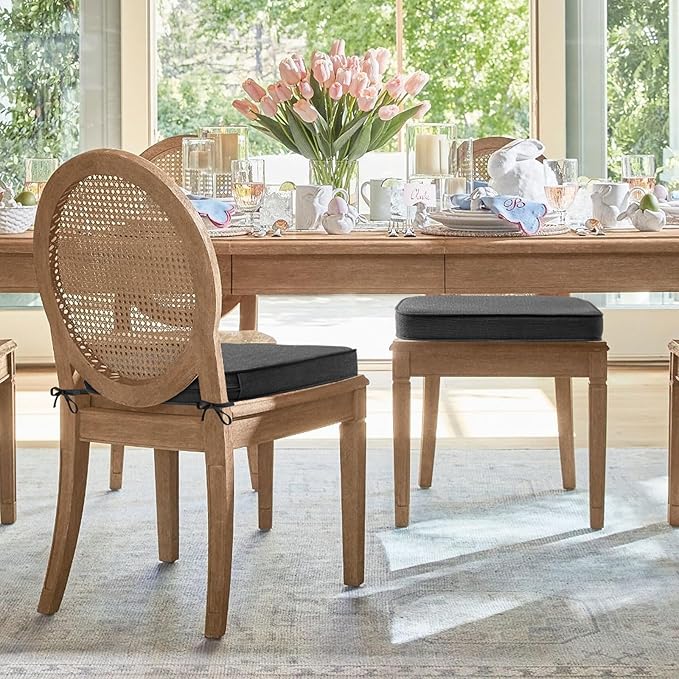 Outdoor Round Corner Seat Cushion, 17"x16"x2", Set of 4, Non Slip Seat Cushion Pads with Removable Cover for Patio Furniture, Garden Yard Lawn, Charcoal Gray-VerdiqueGarden