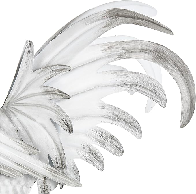 Deco 79 Metal Rooster Decorative Garden Sculpture Garden Statue with Black Texturing and Red Accents, Outdoor Sculpture 15" x 6" x 18", White-VerdiqueGarden