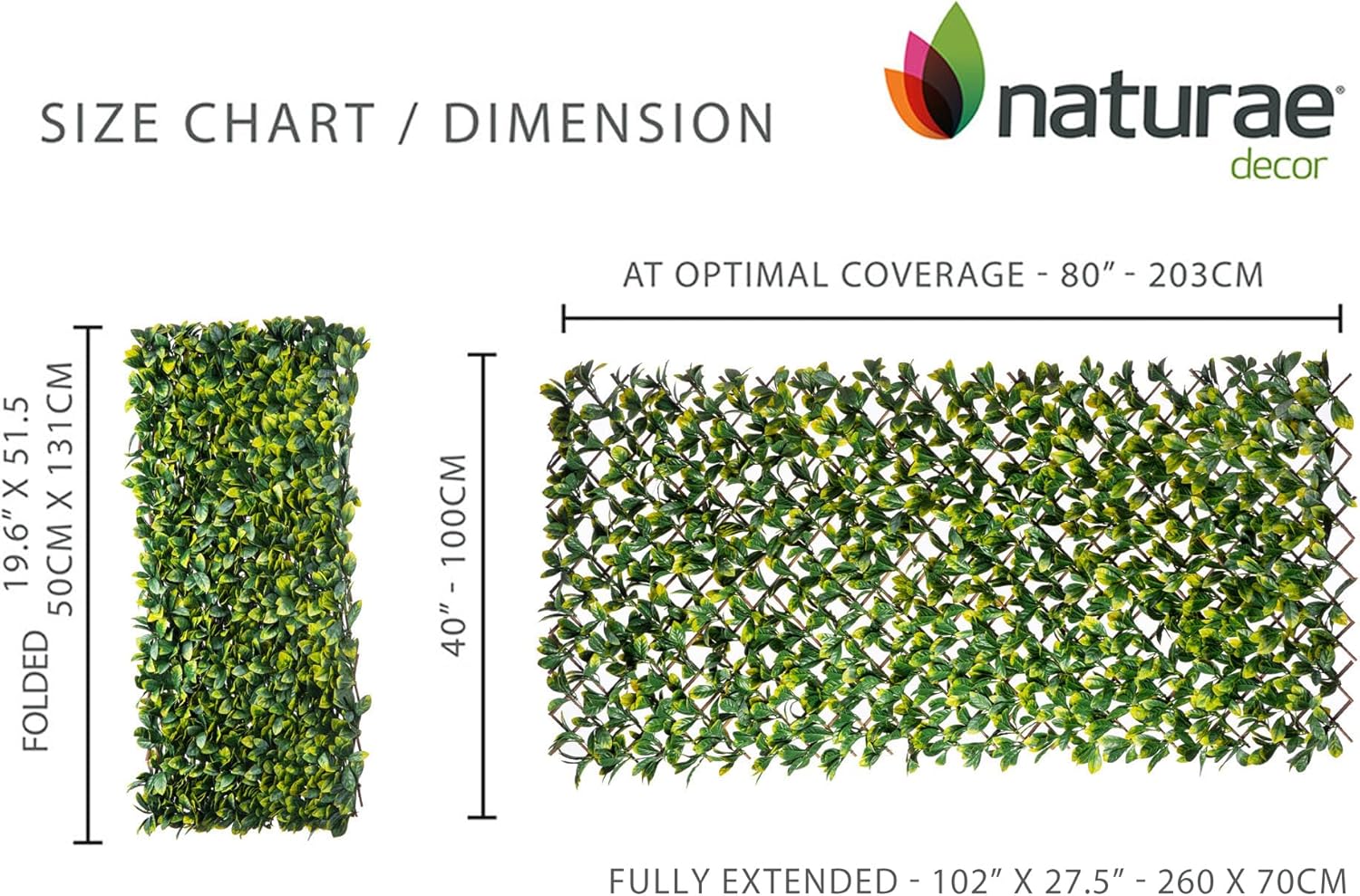 Expandable Willow Trellis - Outdoor Privacy Screen - Sturdy and Flexible - Realistic Look - 40 in x 80 in - Laurel Leaves-VerdiqueGarden