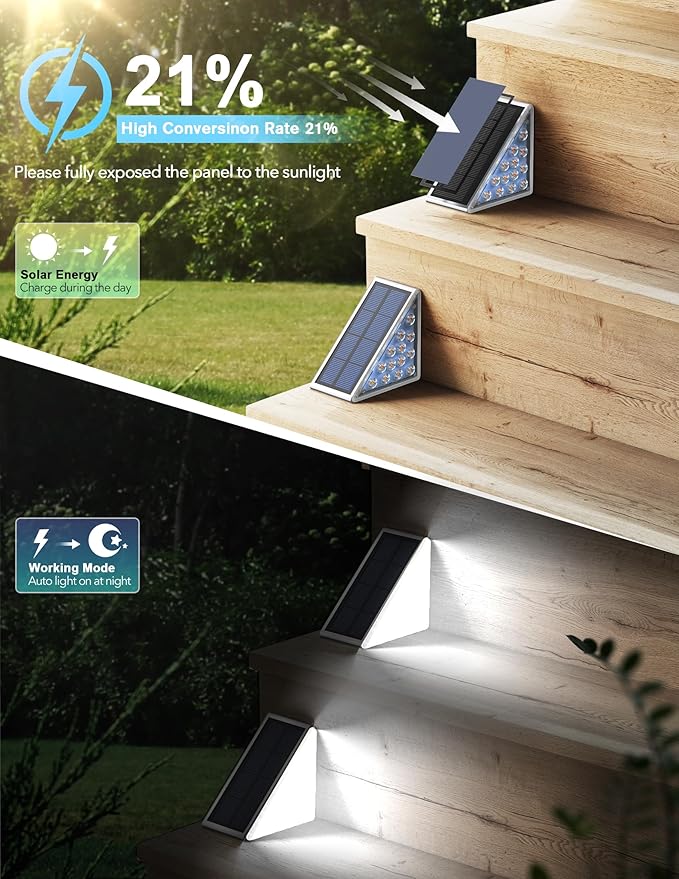 LED Solar Step Lights, Outdoor Solar Decor IP67 for Yard, Patio, Garden, Walkways, Driveway, Porch 2PK-VerdiqueGarden