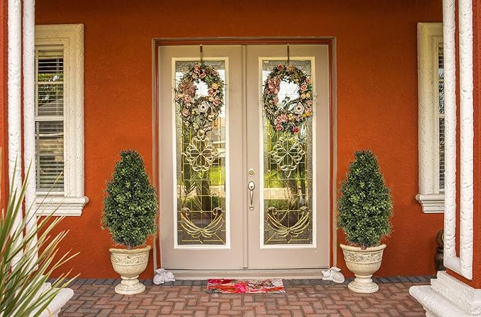 3FT Artificial Boxwood Bush Topiary Tree UV Resistance Rated with Spike. Easy to Push in The Ground.Plant Looks Great in a Planter Anywhere. Indoor/Outdoor Decor 2 Pack-VerdiqueGarden