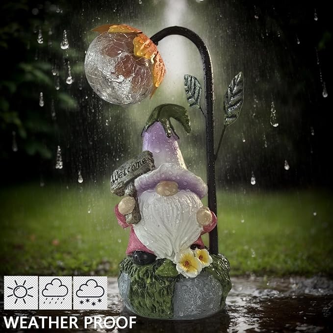 Garden Gnomes Outdoor Statue with Solar Lights Welcome Gnome Home Garden Decor Mom Gifts for Yard Patio Home Garden-VerdiqueGarden