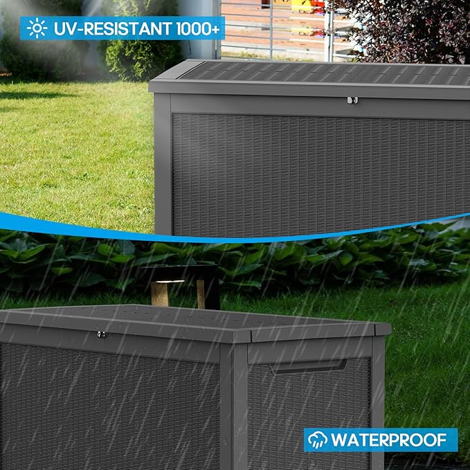 260 Gallon Outdoor Storage Box – Waterproof Deck Box for Garden & Patio,Black-VerdiqueGarden