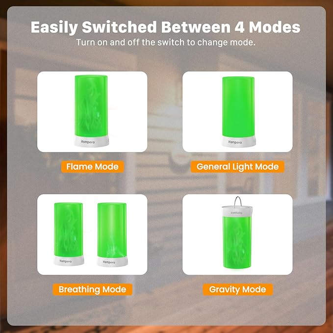 【Upgraded】 LED Flame Lights with Remote & Timer, 4-Mode Rechargeable Battery Operated Flameless Candles, Waterproof Pillar Flickering Lanterns for Room Patio Wedding Halloween Home Decor, Green-VerdiqueGarden