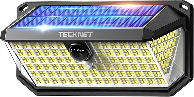 TECKNET 4200Lm 416 LED Solar Lights Outdoor Waterproof, 300° Angle & 3 Lighting Modes Motion Sensor Outdoor Lights, 2 Pack Security Solar Light IP66 for Fence Front Door Yard - 1 Pack-VerdiqueGarden