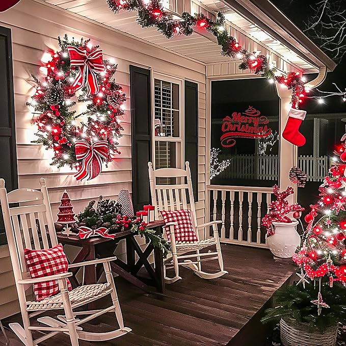 JMEXSUSS 200 LED Red and White Christmas Lights Outdoor, 66ft Halloween String Lights Indoor Clear Wire, Christmas Tree Lights Plug in for Bedroom Tree Christmas Party Decorations-VerdiqueGarden