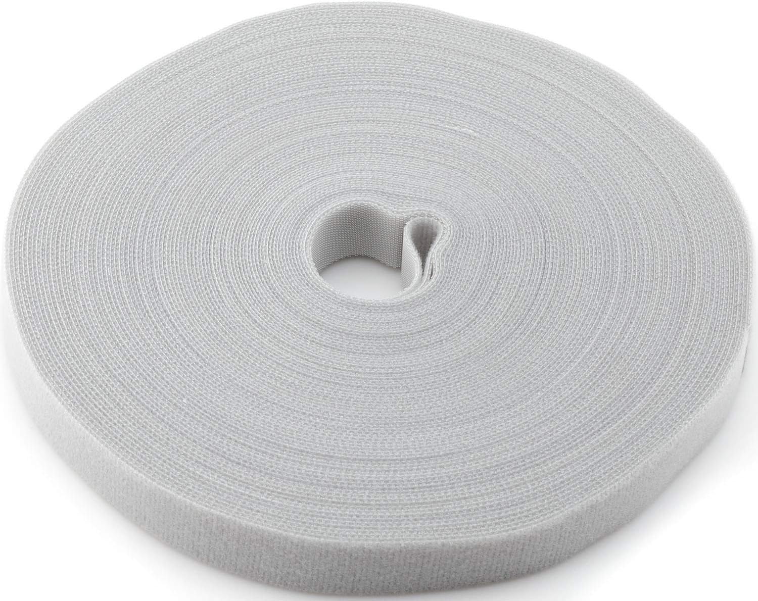 Reusable Fastening Tape Cable Ties 3/4 Inch Double Side Hook Roll (25 Yard, Grey)-VerdiqueGarden