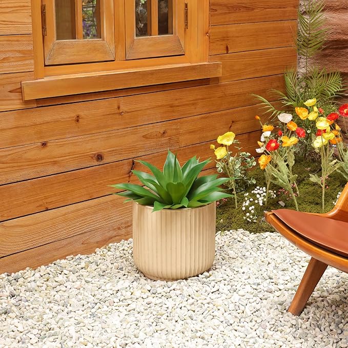 Artificial Plants Outdoor,UV-Resistant Fake Agave Succulent Plant 17 Inch Small Size Faux Succulents Stems for Indoor Realistic & Natural Home Decor Plants for Office Housewarming-VerdiqueGarden