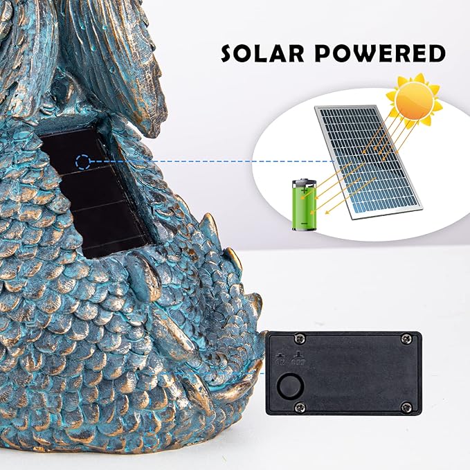 WONDER GARDEN Dragon Statue - Sleeping Dragon Figurines Solar Light Resin Garden Statues with Crackled Glass Globe Outdoor Waterproof Lawn Ornament Decor-VerdiqueGarden