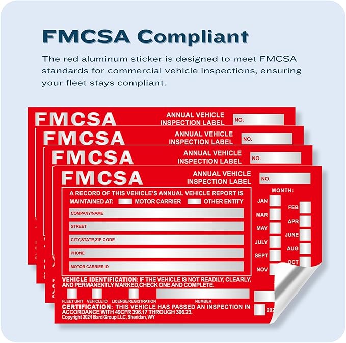 20-Pack DOT Compliant Aluminum Annual Vehicle Inspection Label – Red FMCSA Label with Punch Boxes-VerdiqueGarden