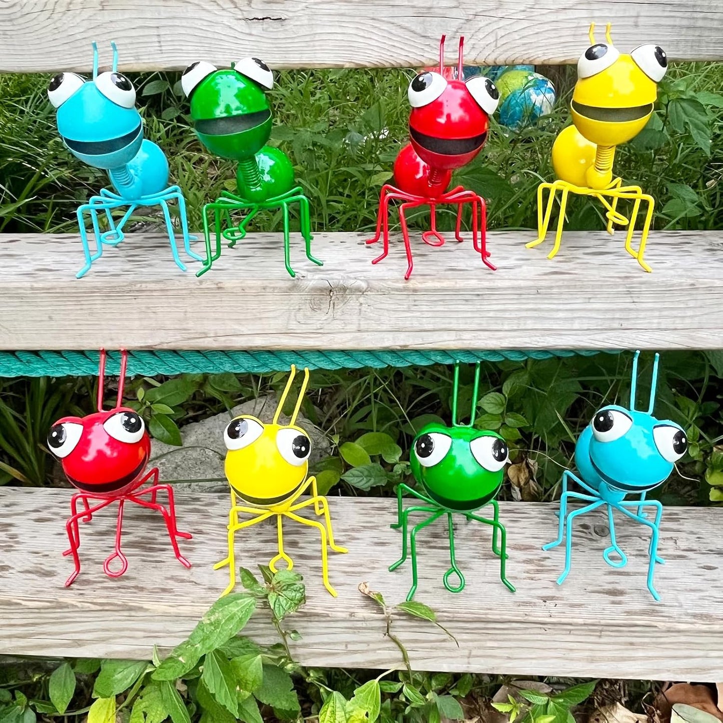 Metal Yard Art Garden Decor for Outside Cute Ants Yard Decorations Outdoor Lawn Ornaments Backyard Gifts for Mom - Set of 8 (4Colorful*2)-VerdiqueGarden