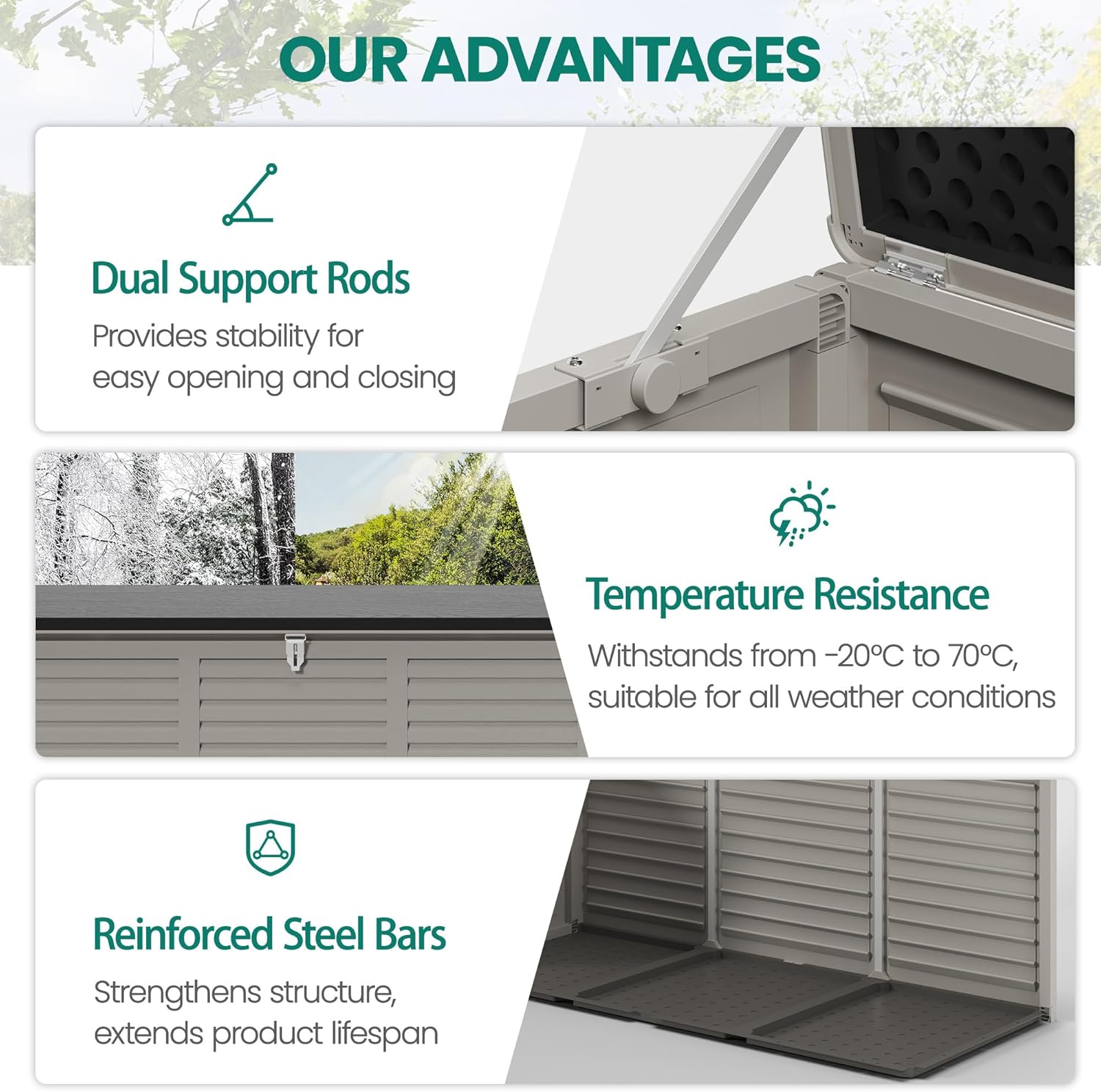 130 Gallon Outdoor Deck Box, Waterproof Resin Box with Lockable Lid, UV-Resistant for Cushions, Garden Tools & Pool Accessories (GRAY), Patio Furniture-VerdiqueGarden